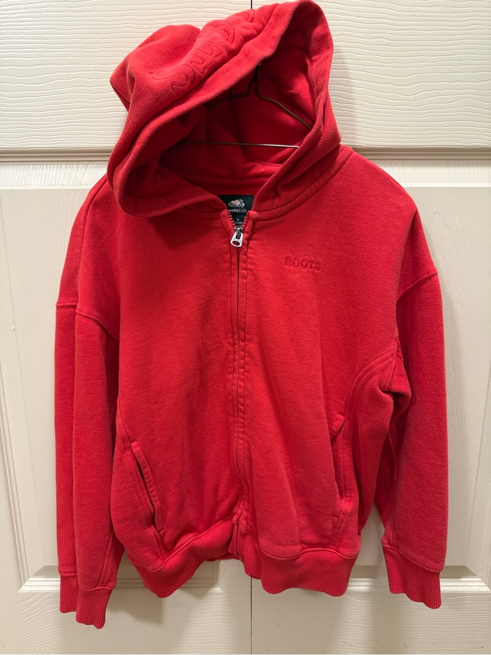 Roots Kids (9/10) Red Organic Cotton Full-Zip Hoodie